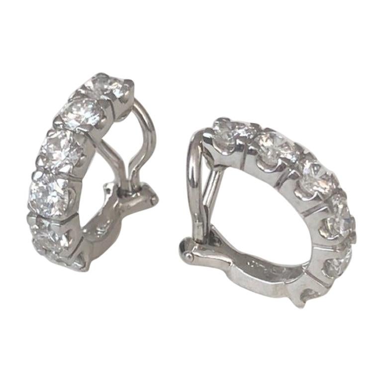 Platinum Diamond Hoop Earrings For Sale at 1stDibs