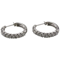 Platinum Diamond Hoop Earrings