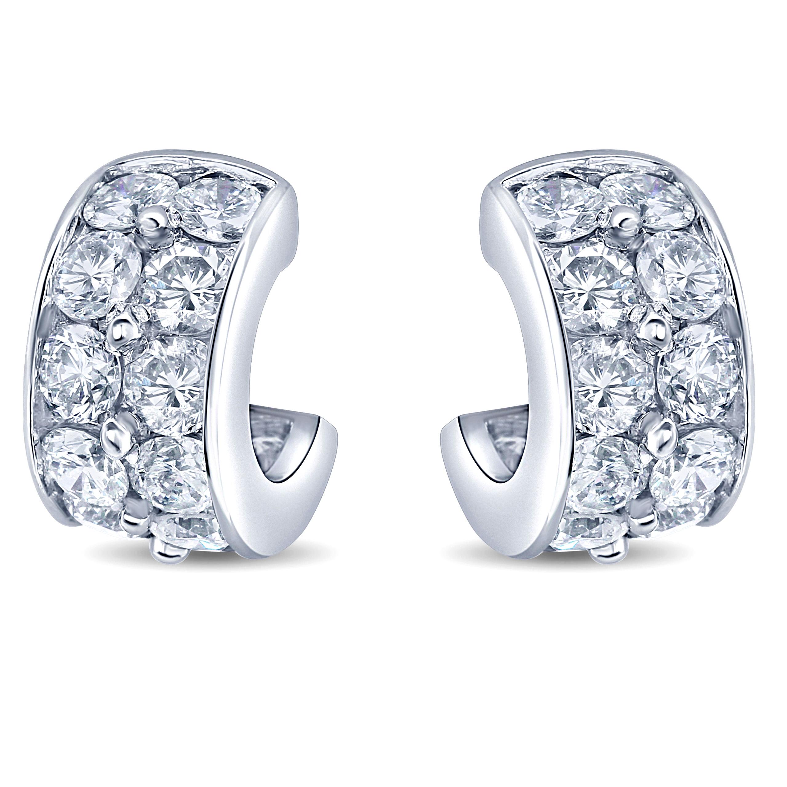 platinum diamond huggie earrings