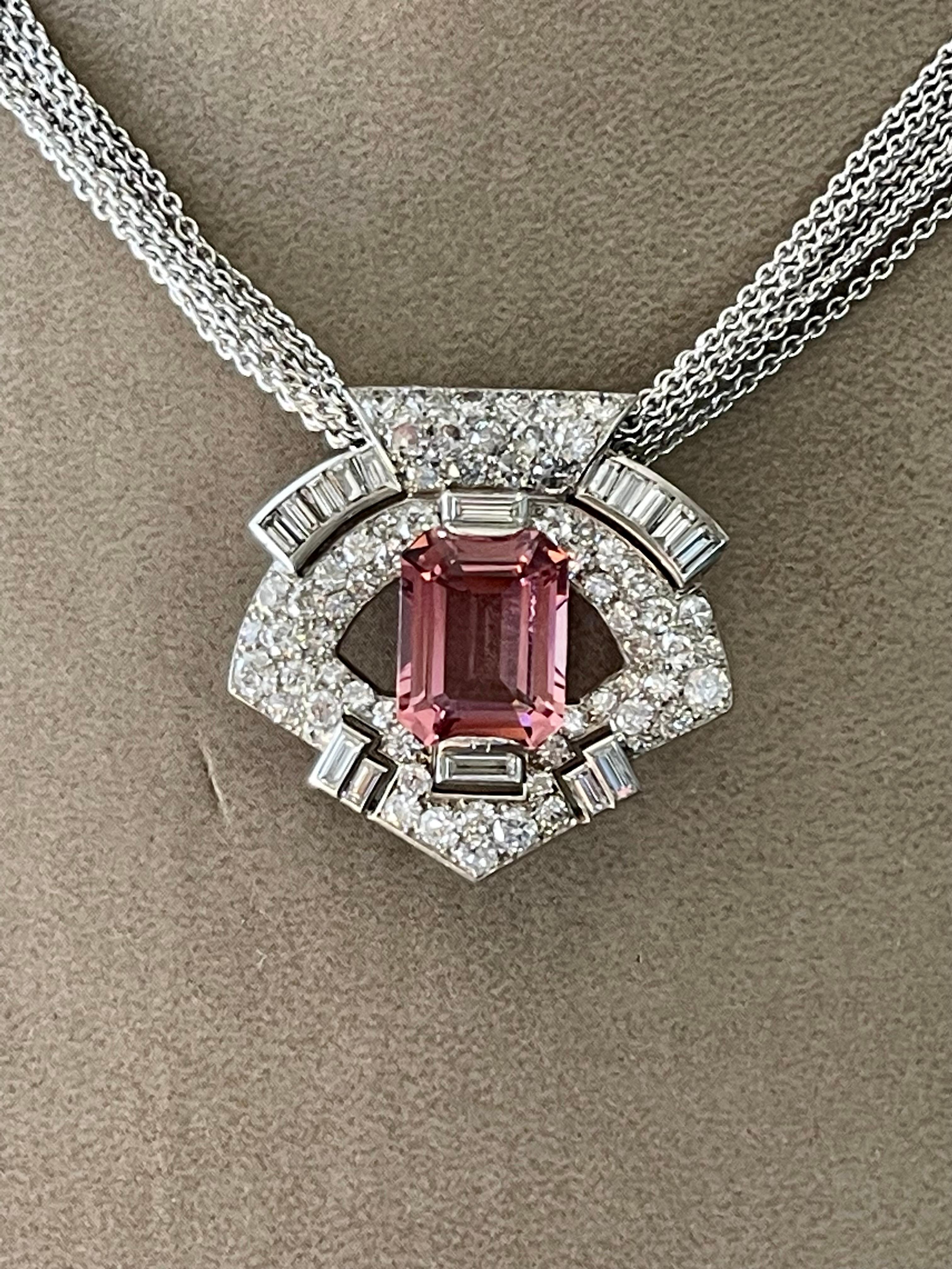 Platinum Diamond Interchangeable Gemstone Art Deco Clip Brooch Arnold Ostertag For Sale 7