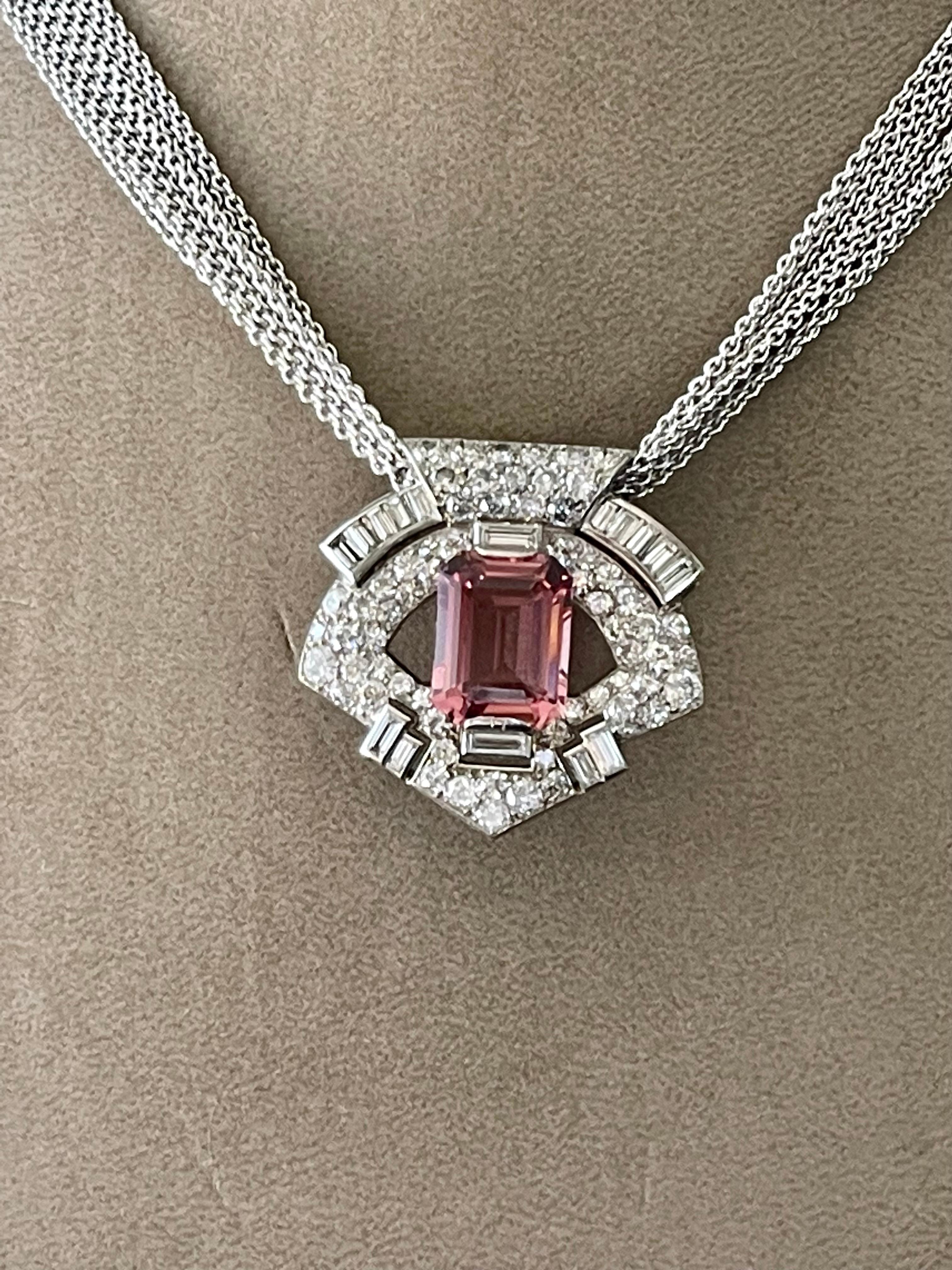 Platinum Diamond Interchangeable Gemstone Art Deco Clip Brooch Arnold Ostertag For Sale 8