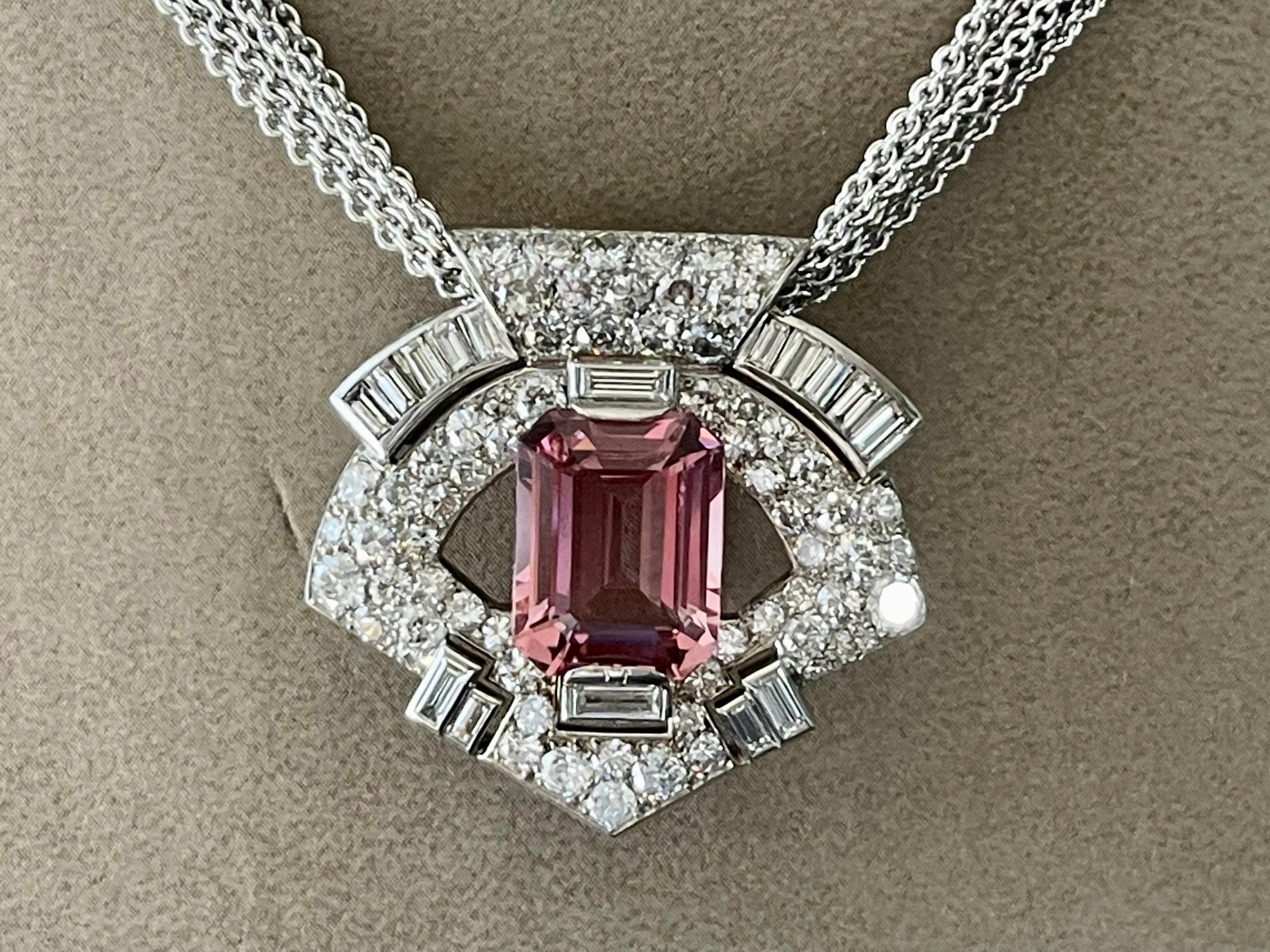 Platinum Diamond Interchangeable Gemstone Art Deco Clip Brooch Arnold Ostertag For Sale 9