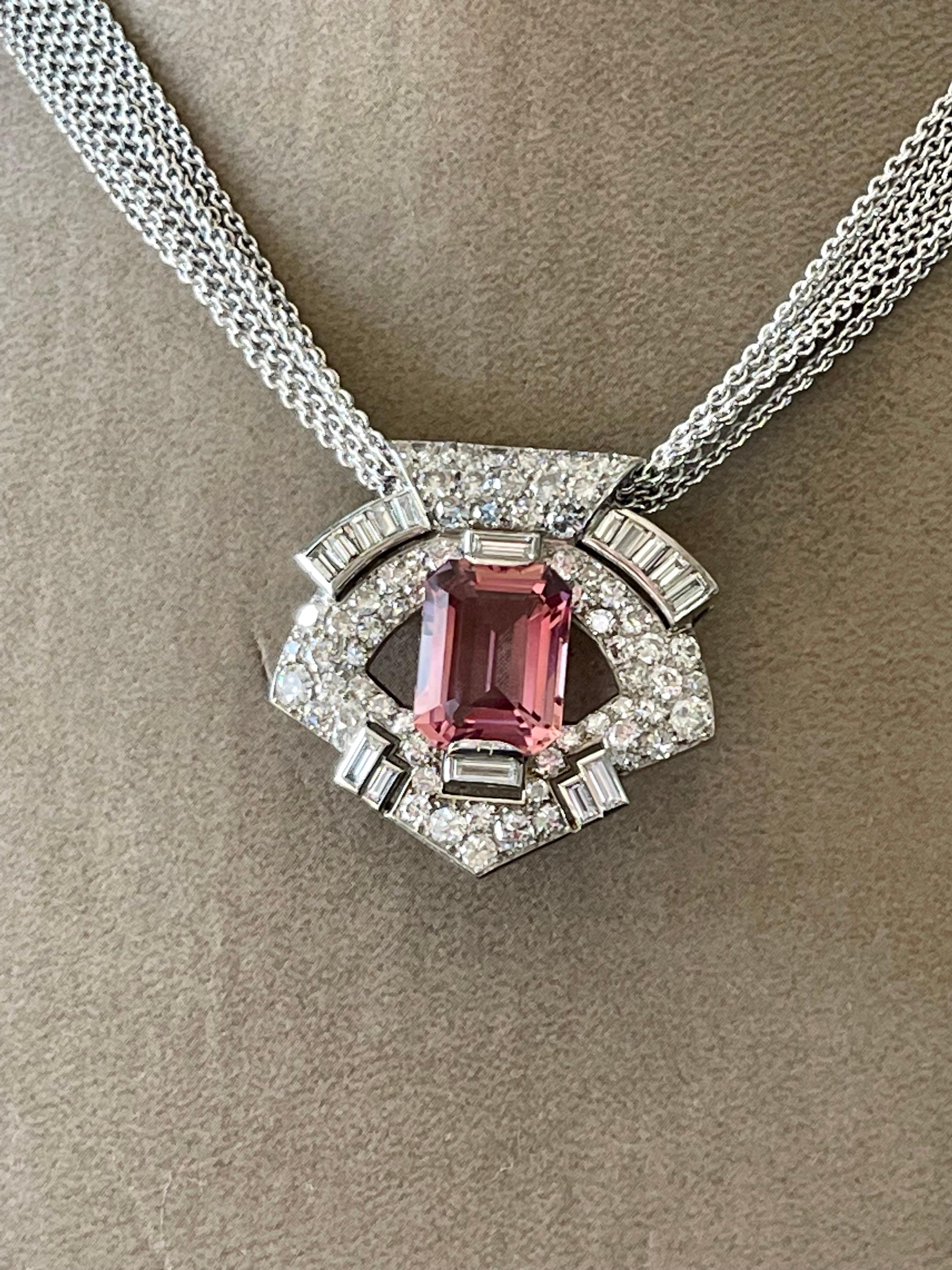 Platinum Diamond Interchangeable Gemstone Art Deco Clip Brooch Arnold Ostertag For Sale 10
