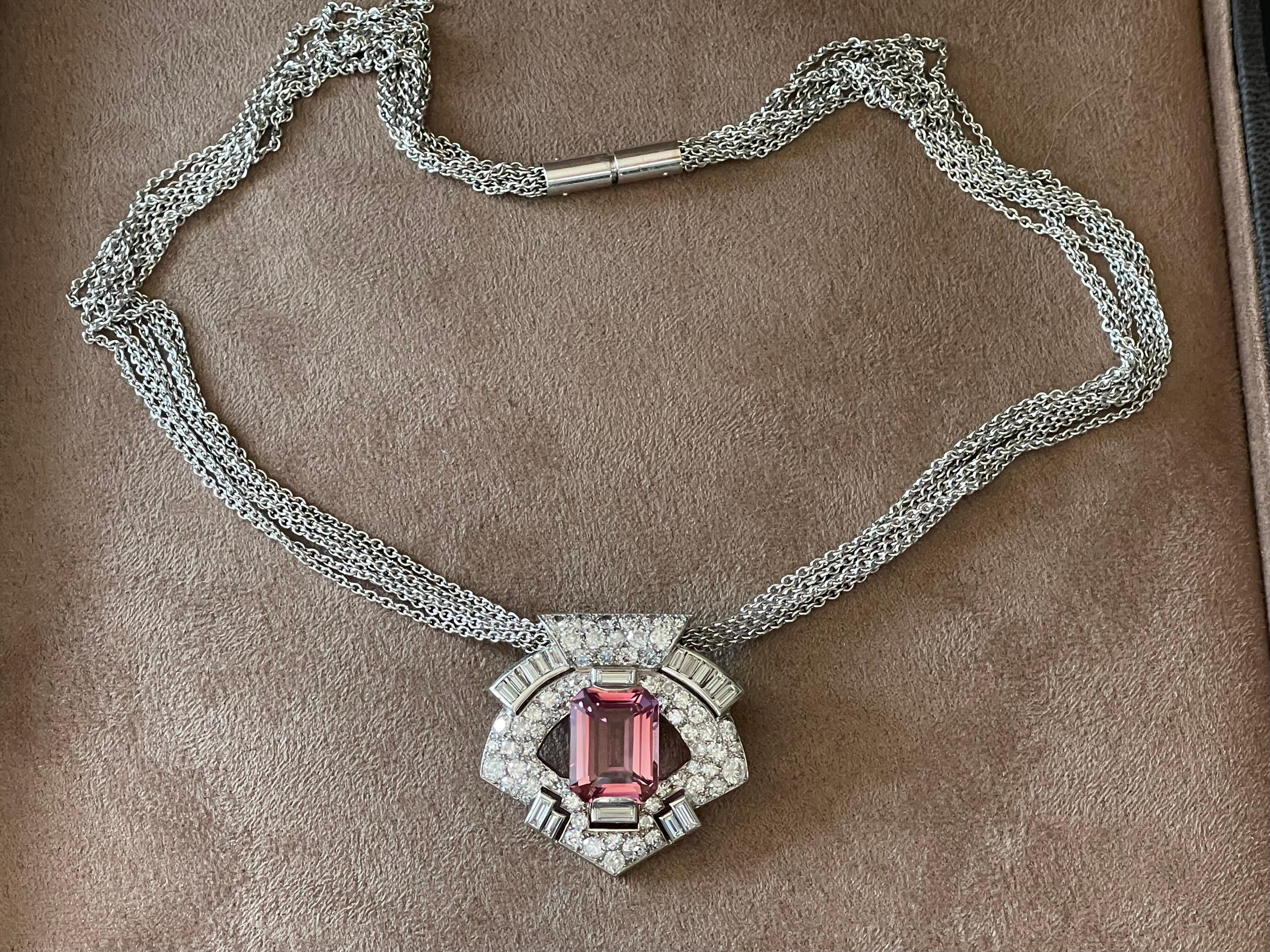 Platinum Diamond Interchangeable Gemstone Art Deco Clip Brooch Arnold Ostertag For Sale 11