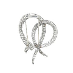 Platinum & Diamond Intertwined Scrolling Ribbon Brooch