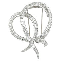 Platinum & Diamond Intertwined Scrolling Ribbon Brooch