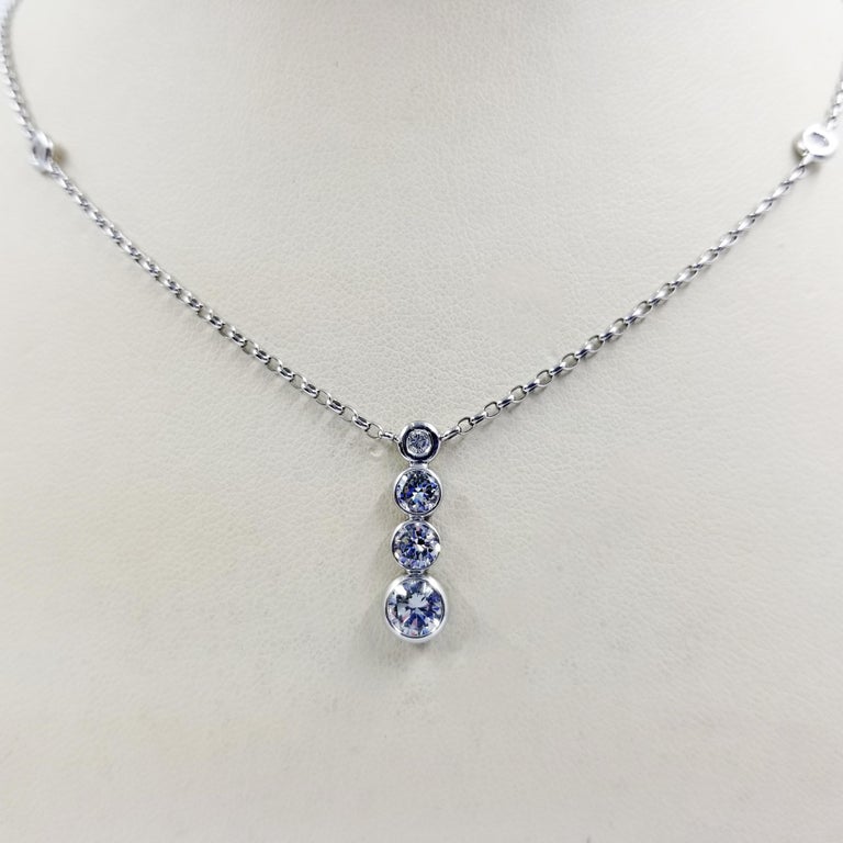 Platinum and Diamond Journey Necklace with Diamond Stations For Sale at 1stDibs