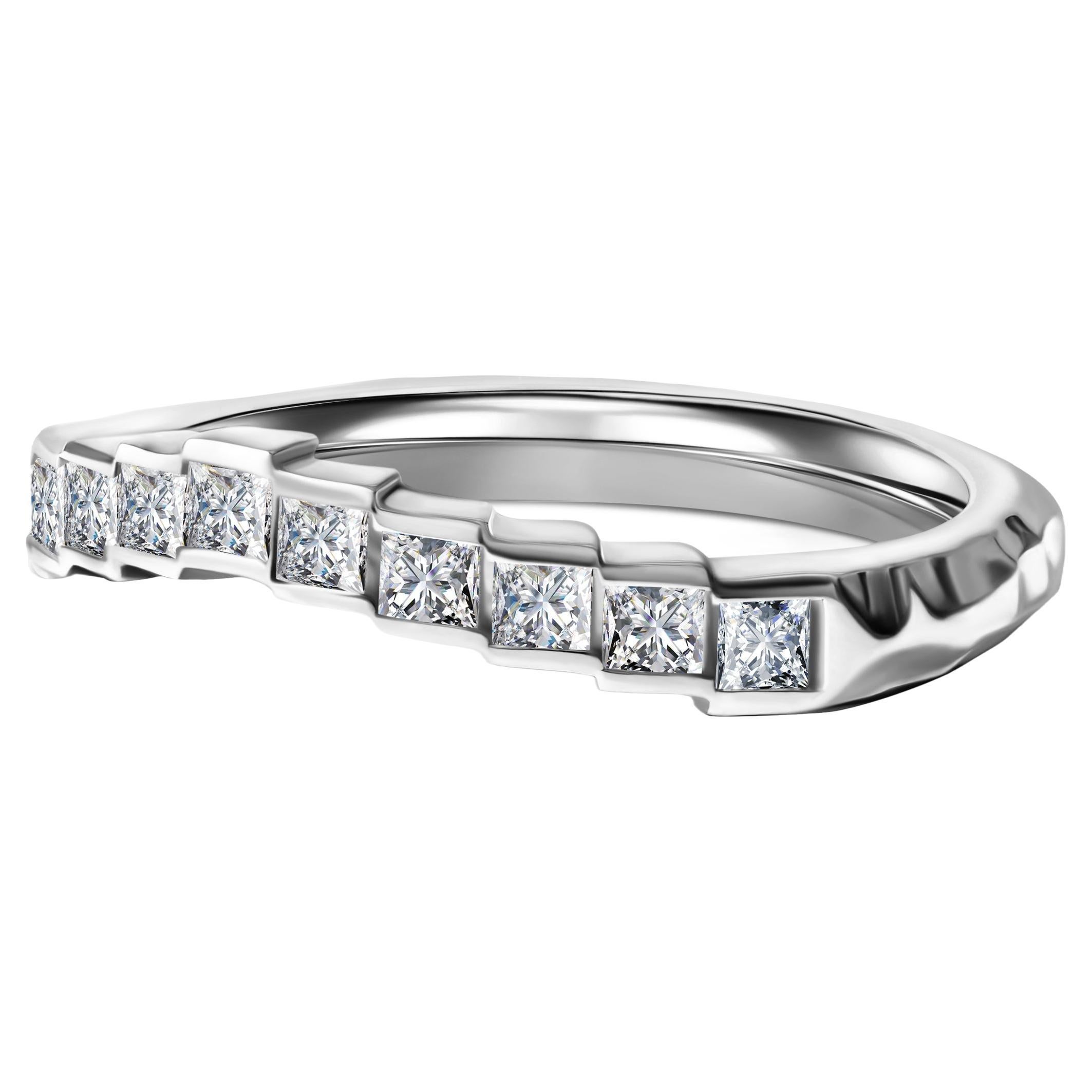 Platinum & Diamond Kiss Eternity Ring For Sale
