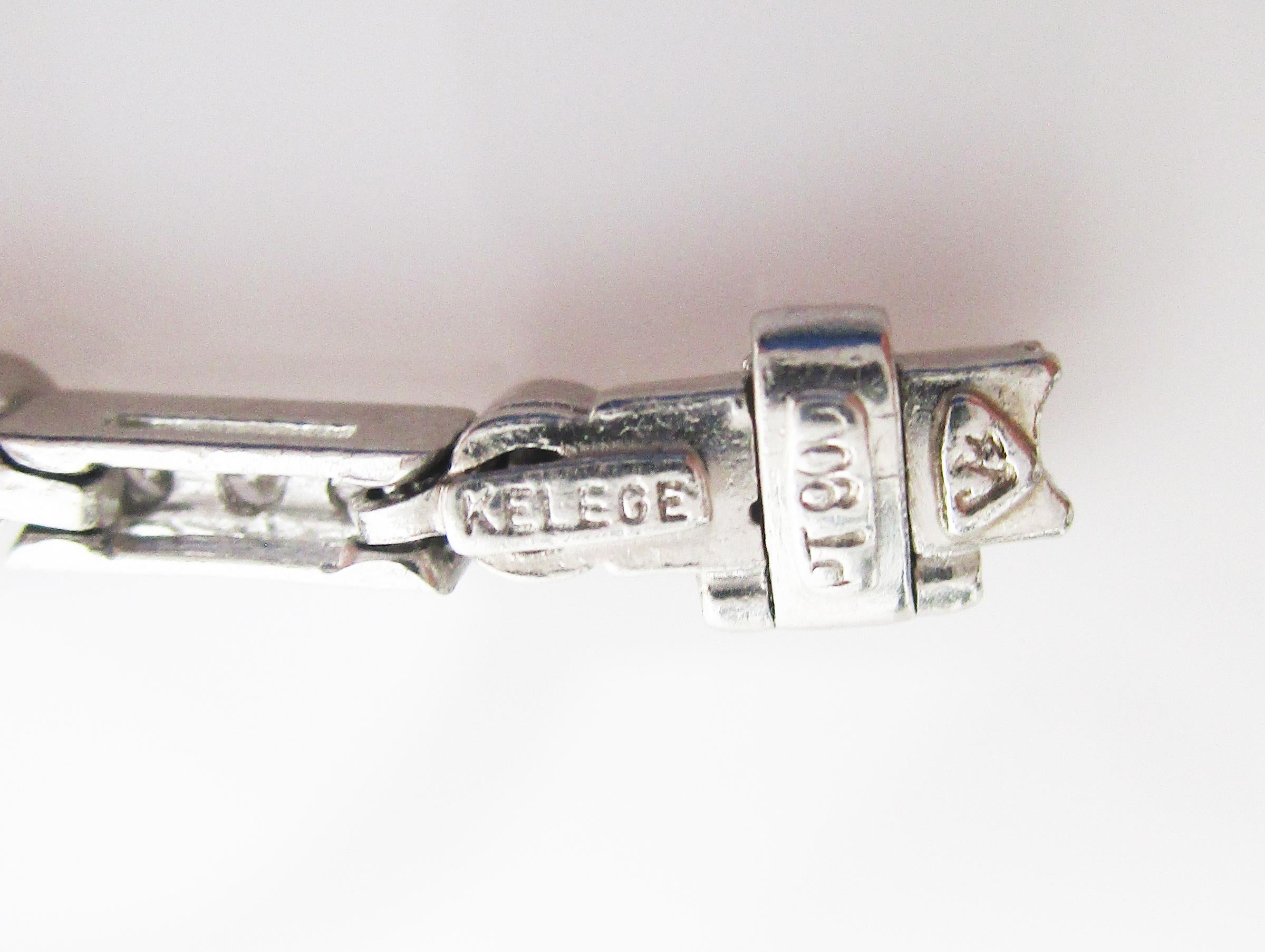 Platinum Diamond Line Bracelet Deco Style Signed Kelege In Excellent Condition In Lexington, KY