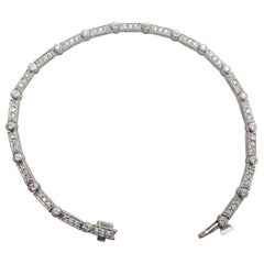 Platinum Diamond Line Bracelet Signed Kelege