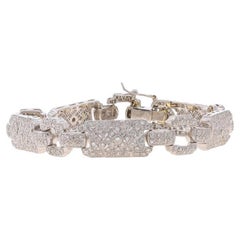 Platinum Diamond Link Bracelet 7" - 900 & 14k Round 2.00ctw Latticework Milgrain