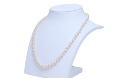 Platinum Diamond Lock on Japanese Akoya Degradé Pearl Necklace 5.6 mm -9 mm