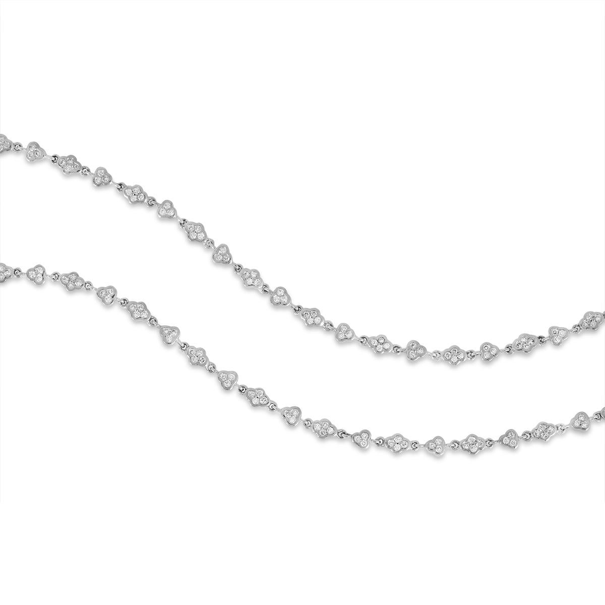 Round Cut Platinum Diamond Long Chain Necklace 3.27ct TDW