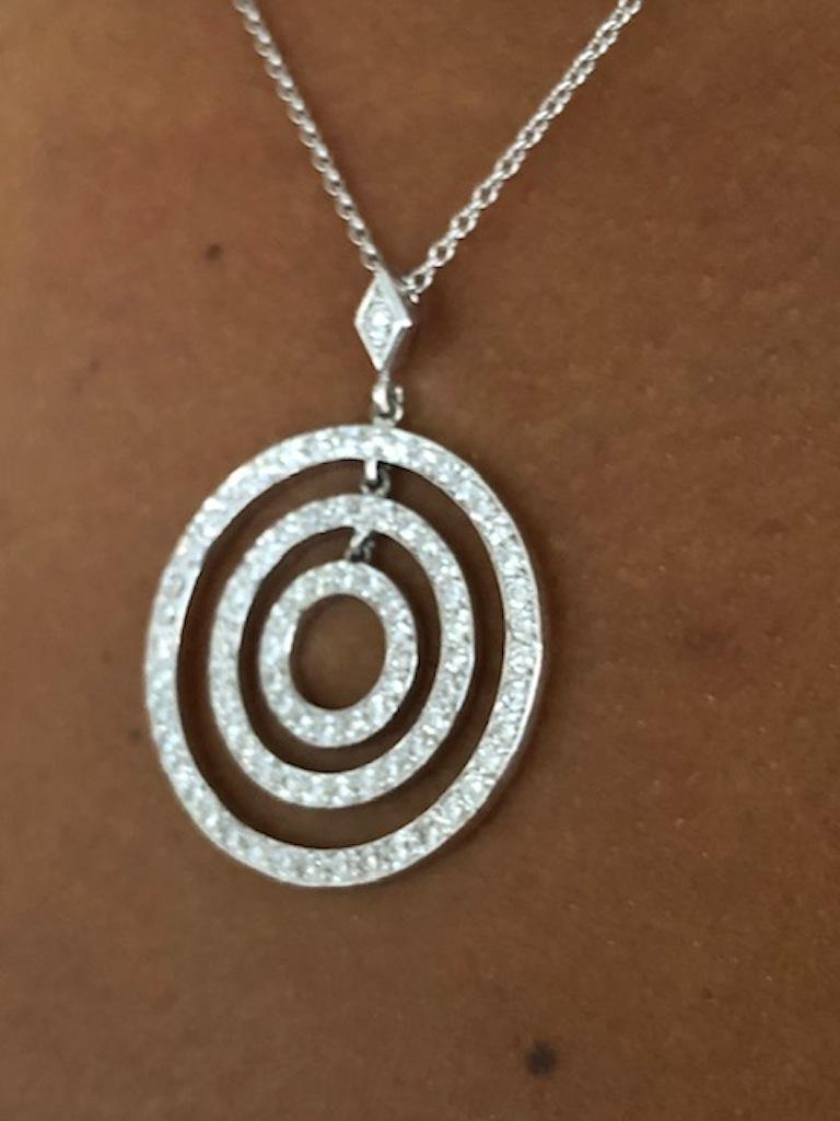 Women's Platinum Diamond Lucky Circles Pendant Necklace For Sale