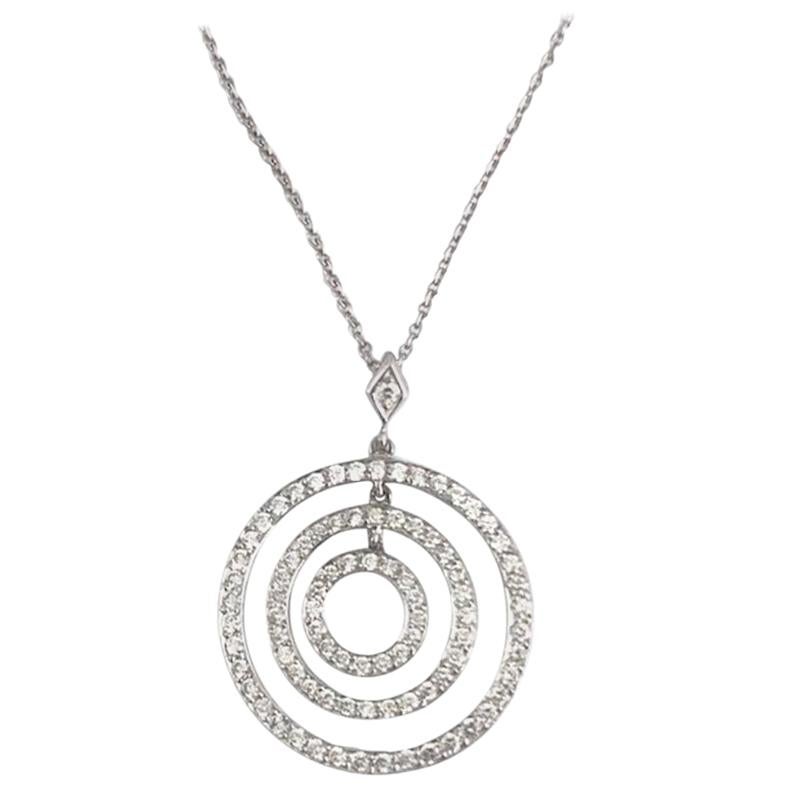Platinum Diamond Lucky Circles Pendant Necklace For Sale