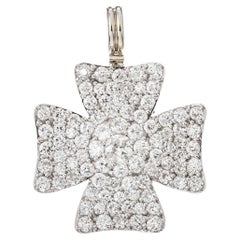 Platinum Diamond Maltese Cross Pendant Brooch