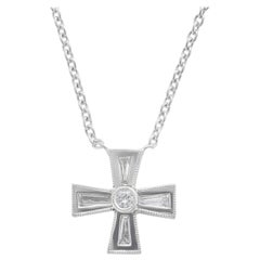 Antique Platinum Diamond Cross Pendant For Sale at 1stDibs