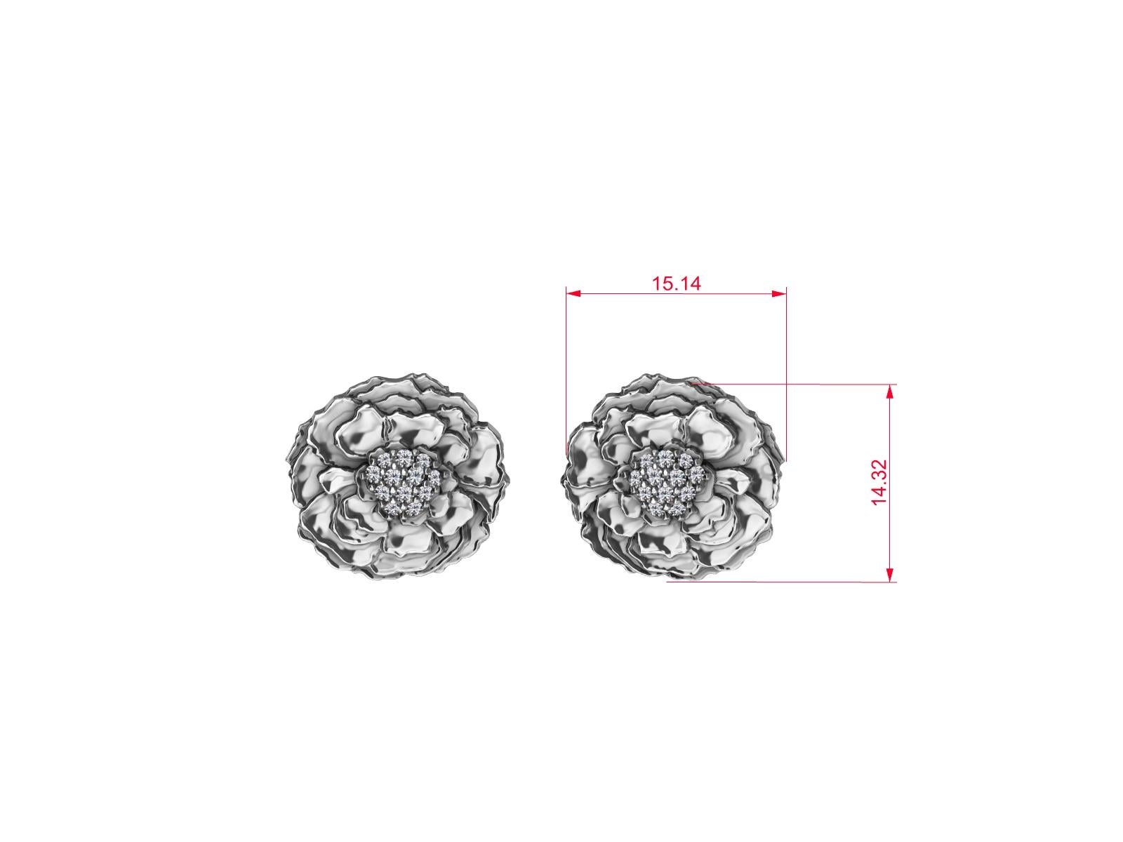 Contemporary Platinum Diamond Marigold Stud Earrings For Sale