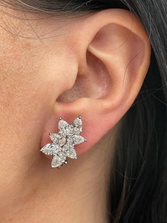 Platin Diamant Marquise & Birnenförmige Cluster-Ohrringe 5,64 Karat F-G VS-SI