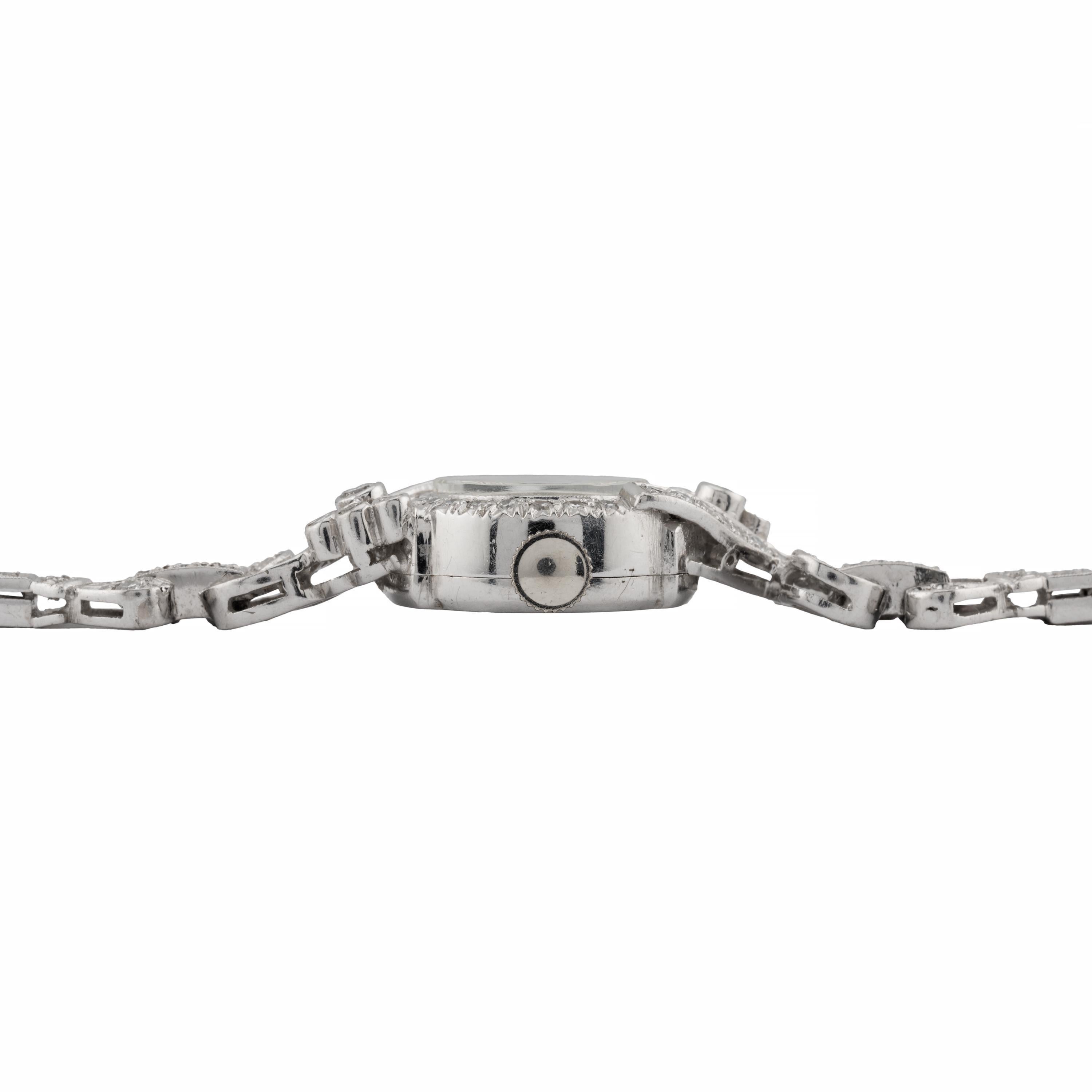 Round Cut Platinum & Diamond Mid Century Ladies Hamilton Wrist Watch