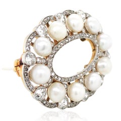 Platinum Diamond Natural Pearl Brooch, DSEF
