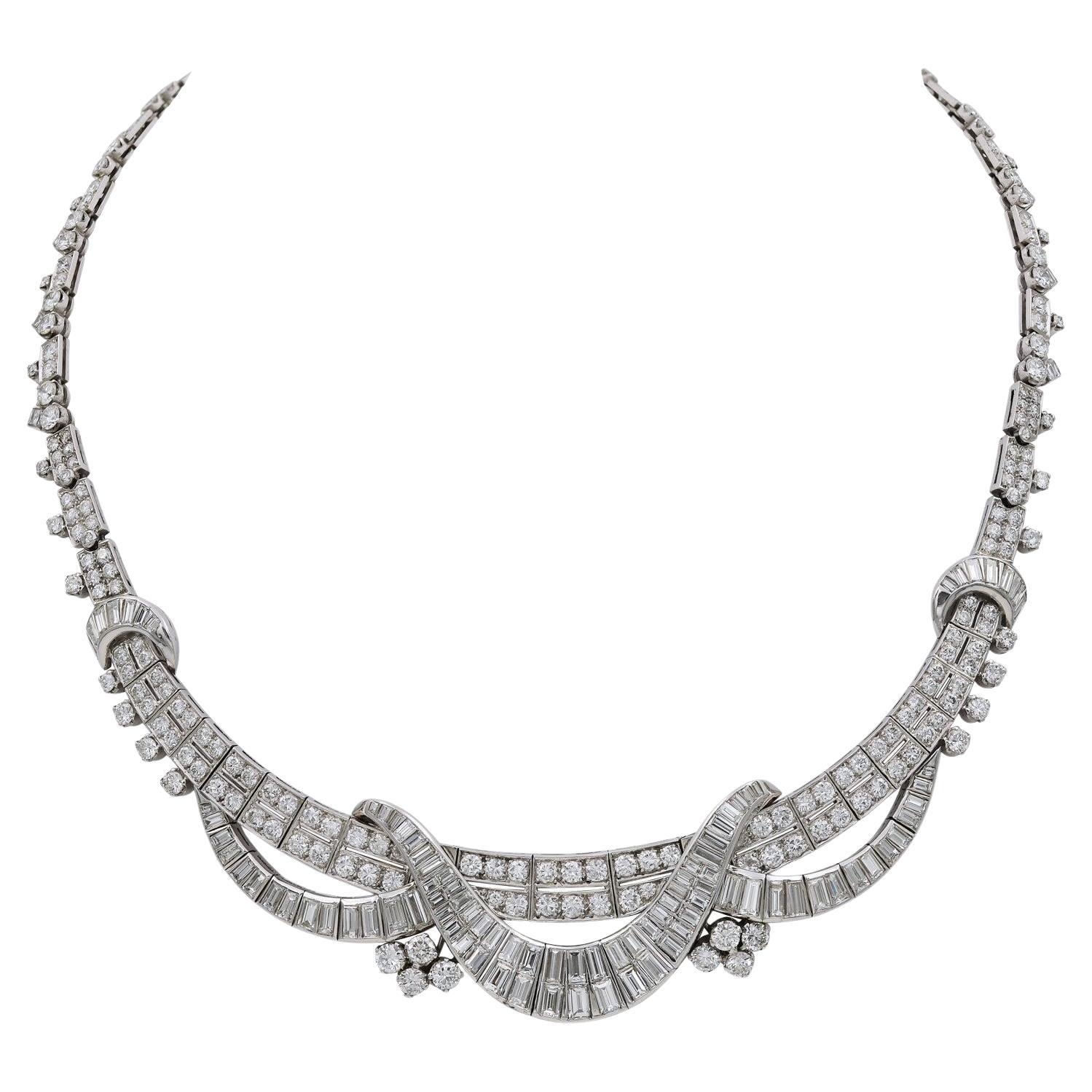 Platinum Diamond Necklace, 1950s