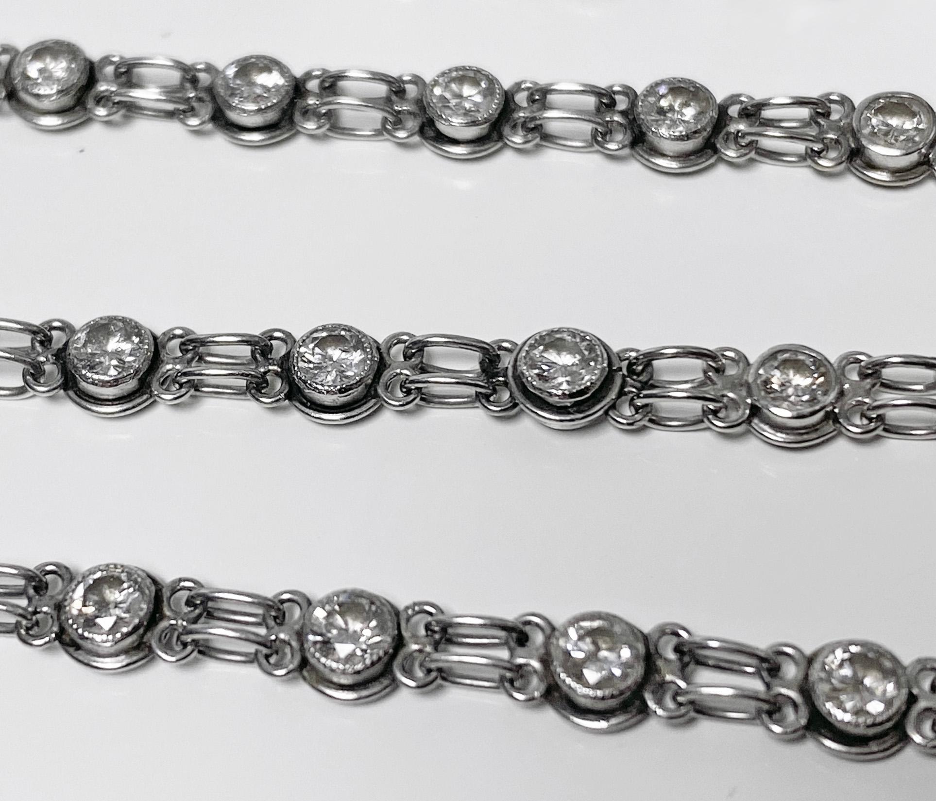 Round Cut Platinum Diamond Necklace, circa 1930