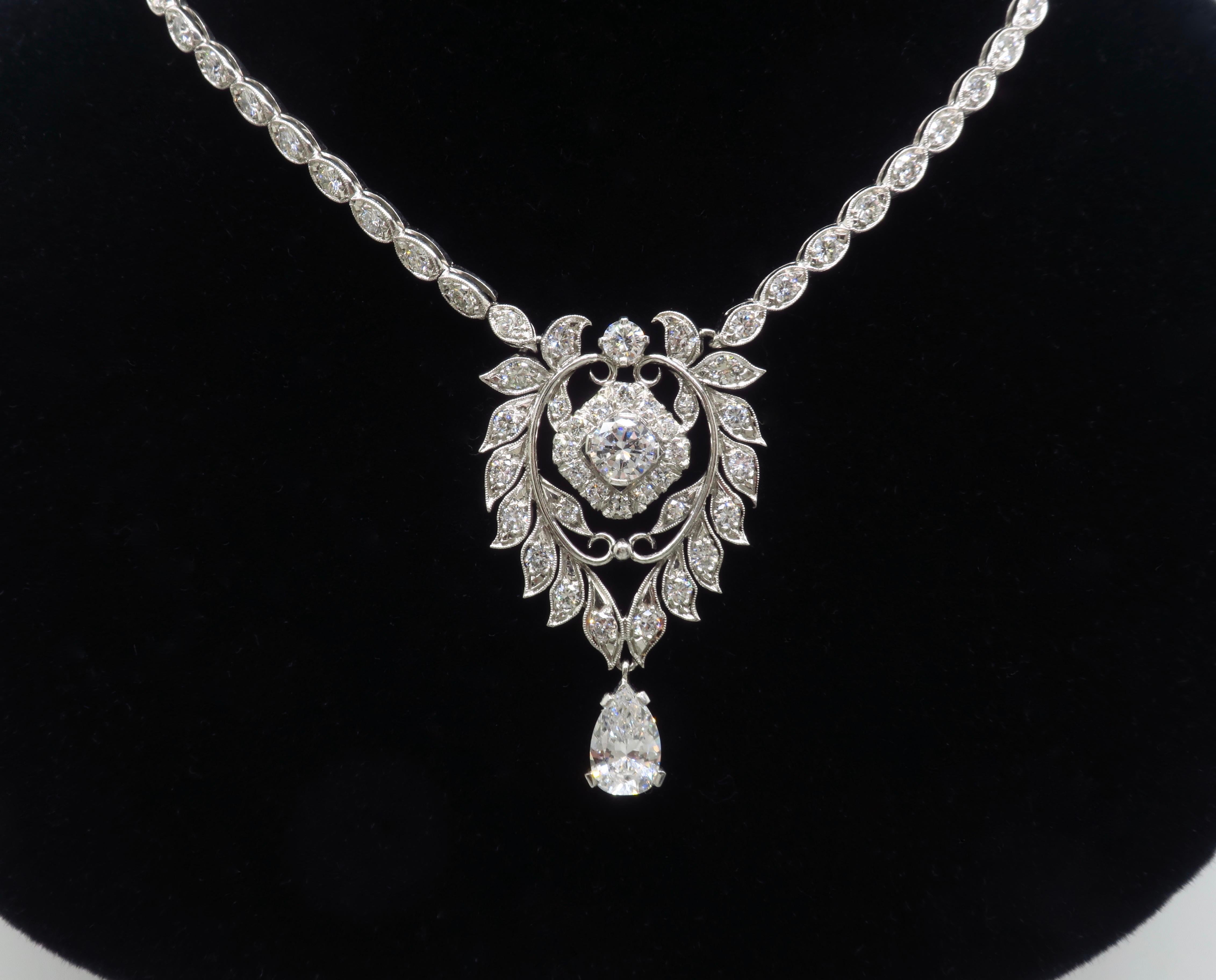 Collana di diamanti in platino con 4,23 carati di diamanti, certificati dall'IGI in vendita 6