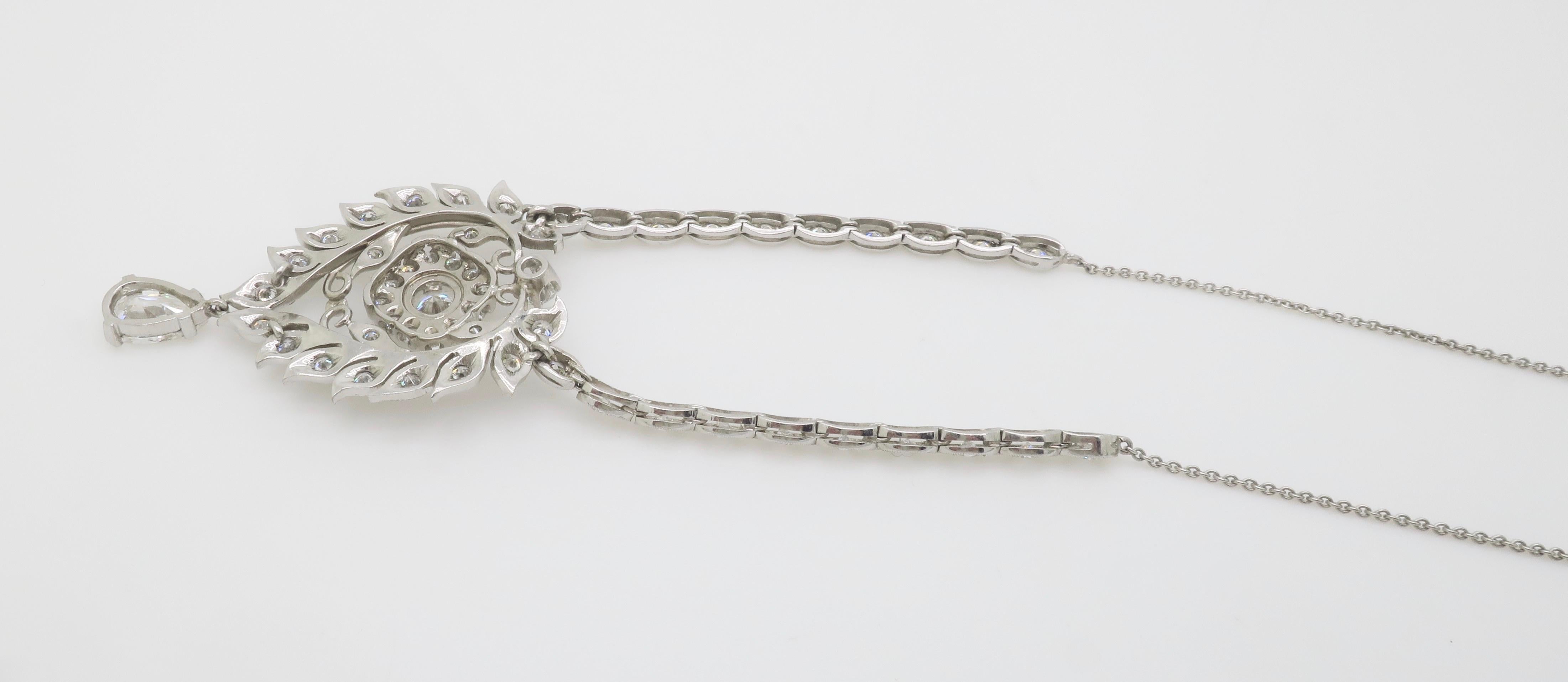 Collana di diamanti in platino con 4,23 carati di diamanti, certificati dall'IGI in vendita 4