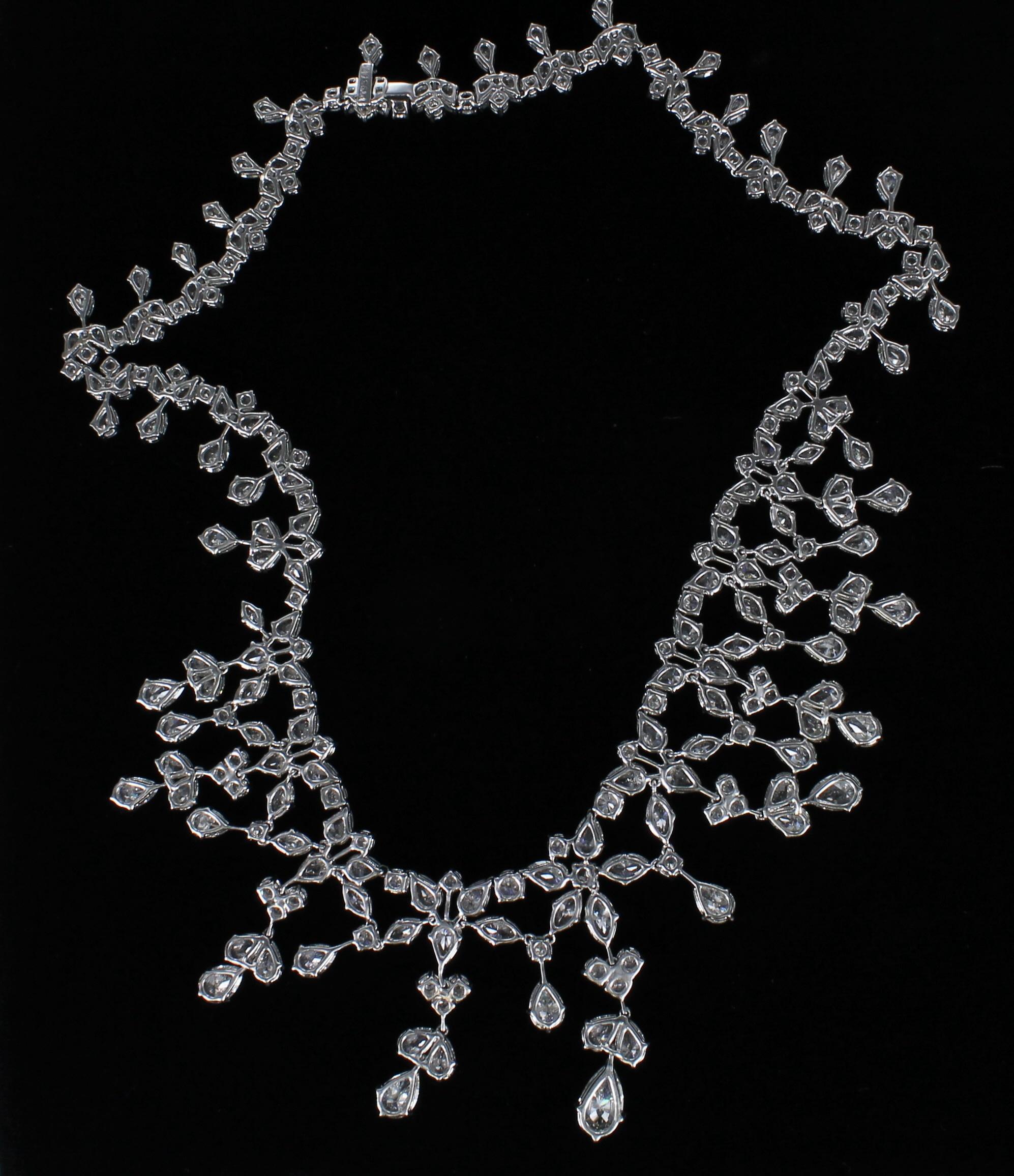 Modern Platinum Diamond Necklace For Sale