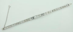 Platinum Diamond One Carat Center Tennis Bracelet circa 1940s 3.40 Carat