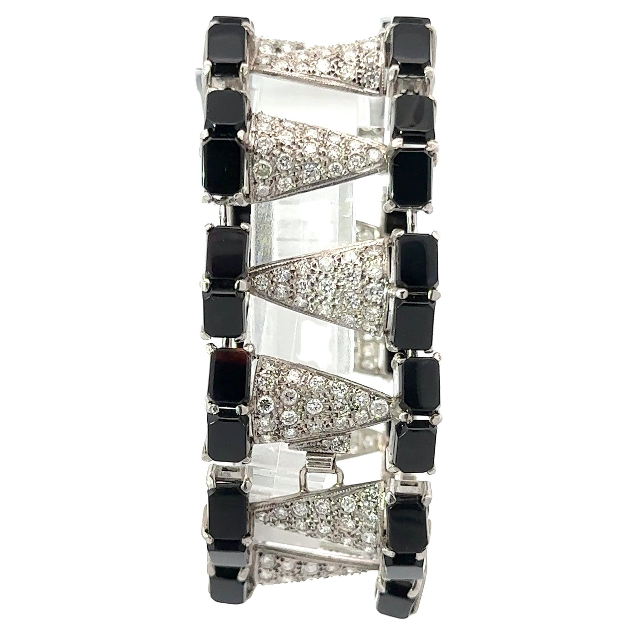 Platin-Armband mit Diamanten und Onyx