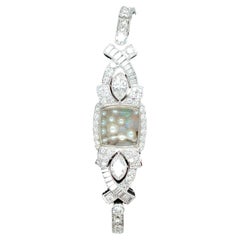 Retro Platinum Diamond, Opal, and Pearl Shake Bracelet Reimagined 1950s Watch