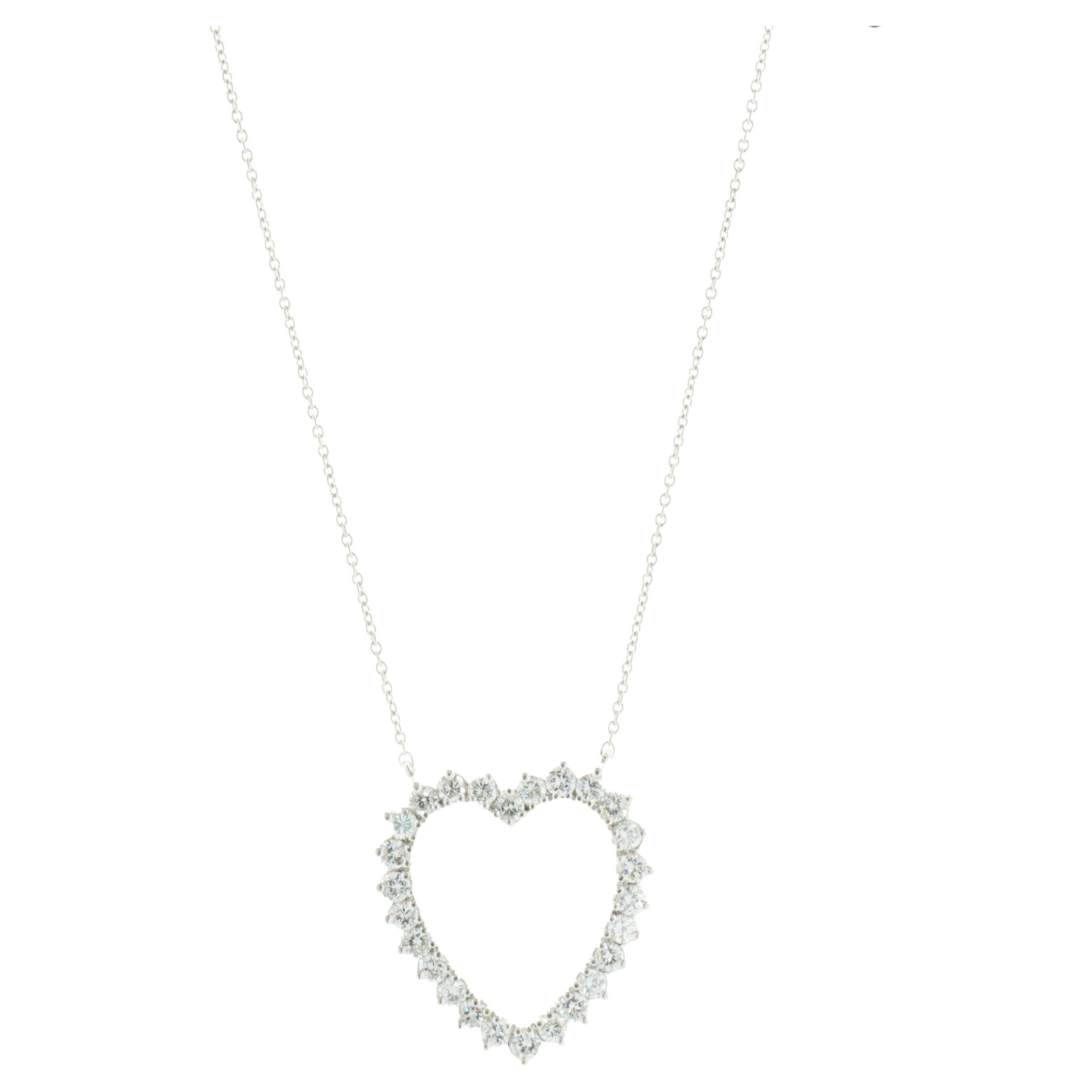 Platinum Diamond Open Heart Necklace