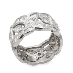 Platinum Diamond Openwork Wide Band Ring