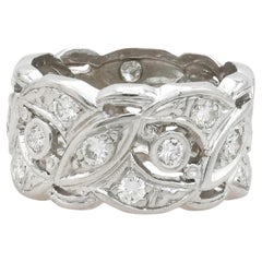 Platinum Diamond Openwork Wide Band Ring