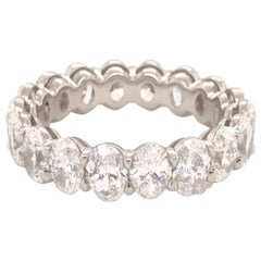 Platinum Diamond Oval Shaped Eternity Band 5.58 Ct