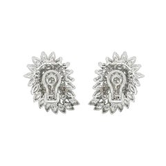 Platinum Diamond Paisley Cluster Earrings
