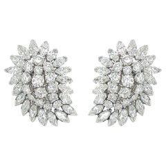 Platinum Diamond Paisley Cluster Earrings