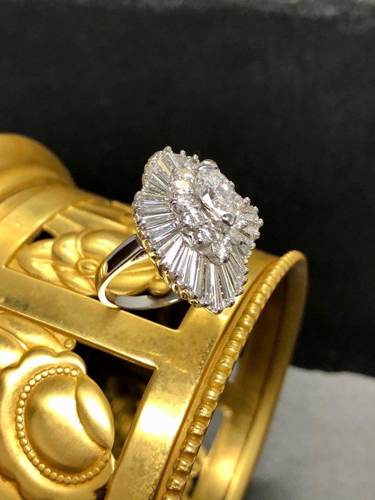 Anillo Palais de Platino y Diamantes Anillo Bailarina en Forma de