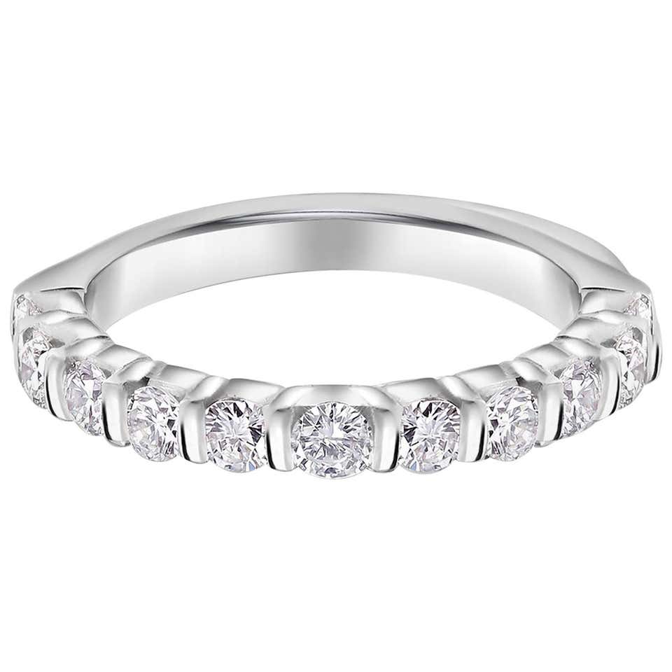 Platinum Partial 10 Diamonds Bar Set Band at 1stDibs