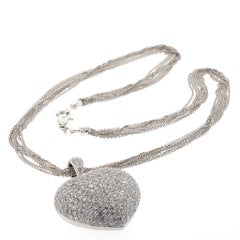 Platinum Diamond Pave Heart with 7 Row Chain Necklace