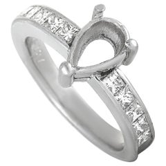 Platinum Diamond Pave Pear Mounting Ring