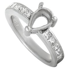 Platinum Diamond Pave Pear Mounting Ring