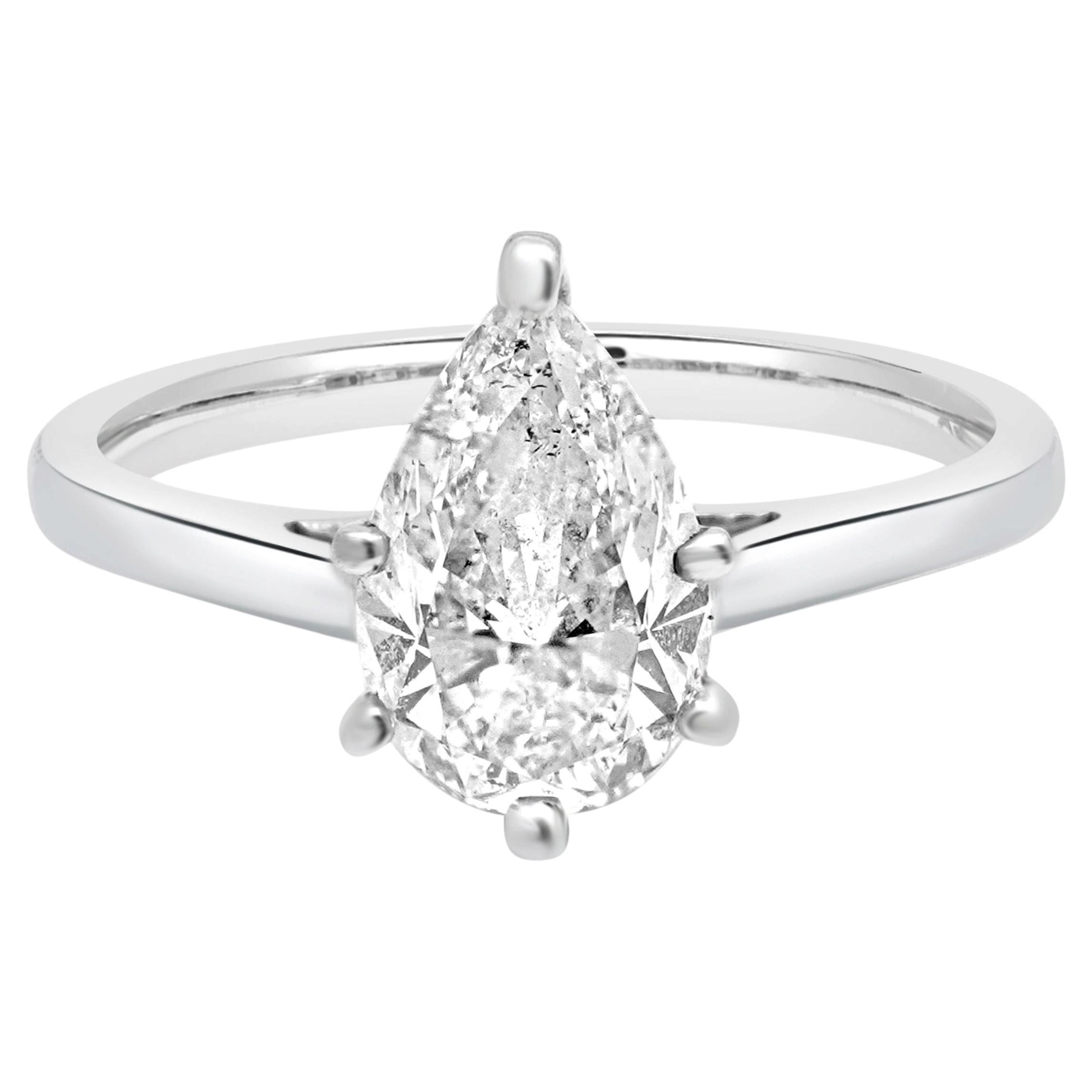 Platinum Diamond Pear Solitaire Engagement Ring