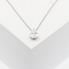 Platinum Diamond Pear Solitaire Pendant