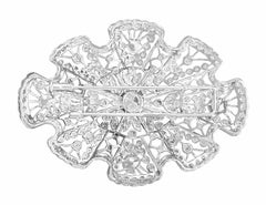 Platinum Diamond Pearl Brooch