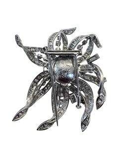 Platinum Diamond & Pearl Floral Brooch