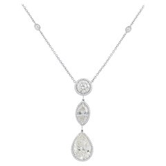 Platinum Diamond Pendant with Pear, Marque and Round Shape Diamond