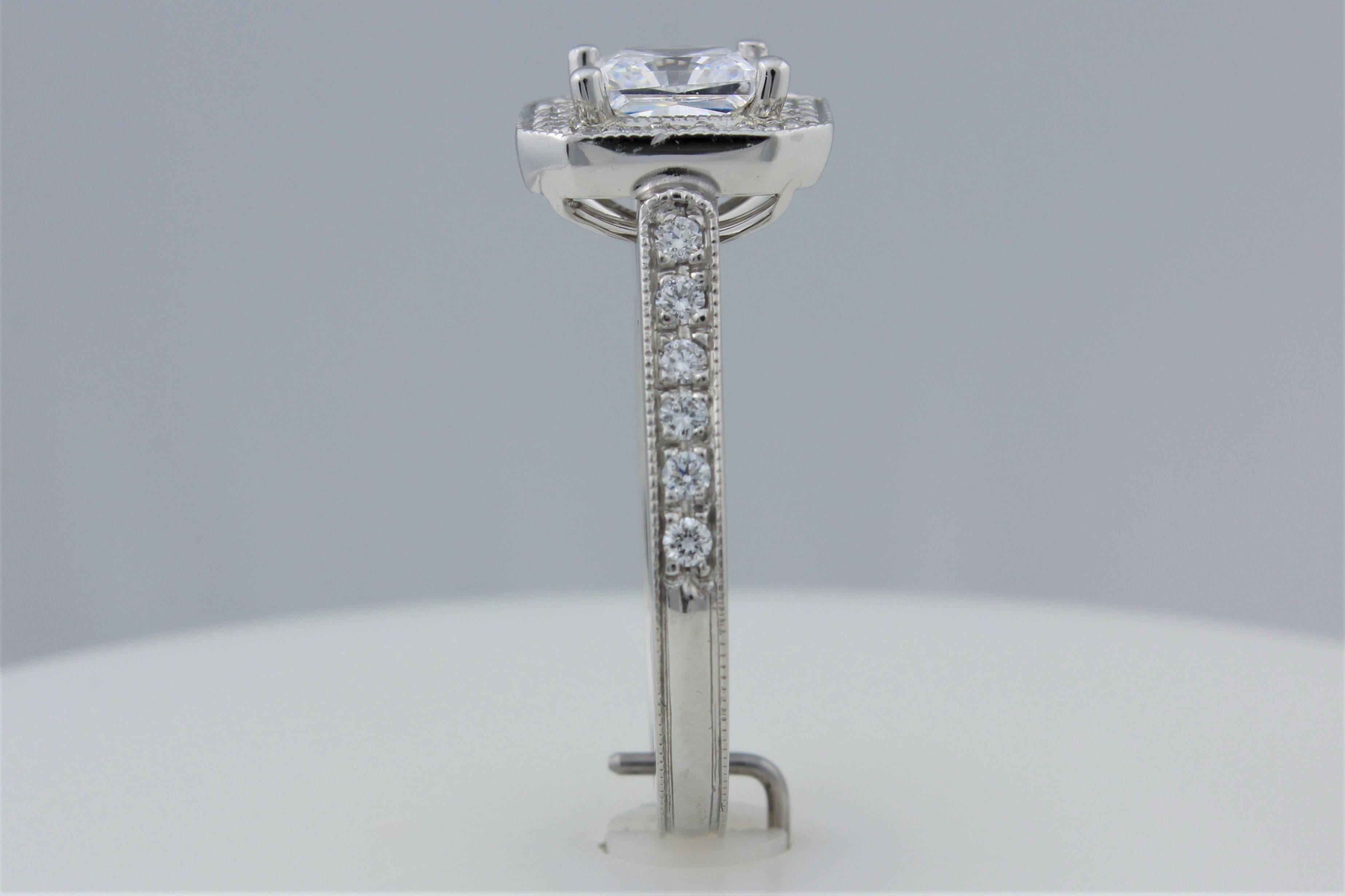 Platinum Diamond Precision Set Halo Style Flush Fit Ring Mounting In New Condition For Sale In Walnut Creek, CA